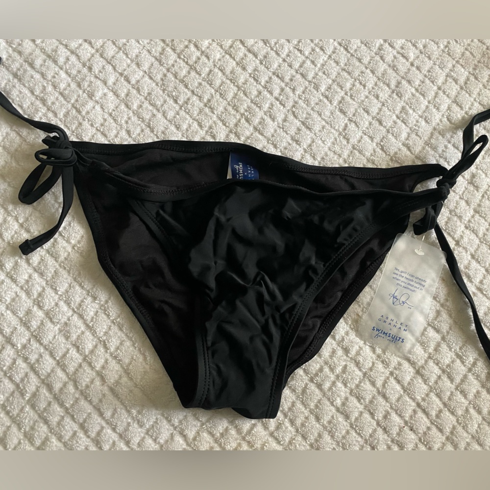 Ashley Graham Womens Black bikini bottom with Side Ties. New with Tags
